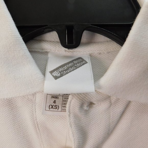 Warner Bros TAZ White Polo Shirt Kids Size 4 X-Small NEW Vintage - Picture 3 of 4